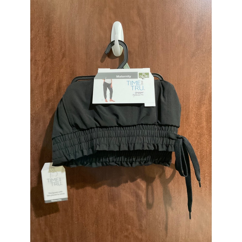 Time and Tru Black Relaxed Fit Maternity Joggers Size XL (G-053)